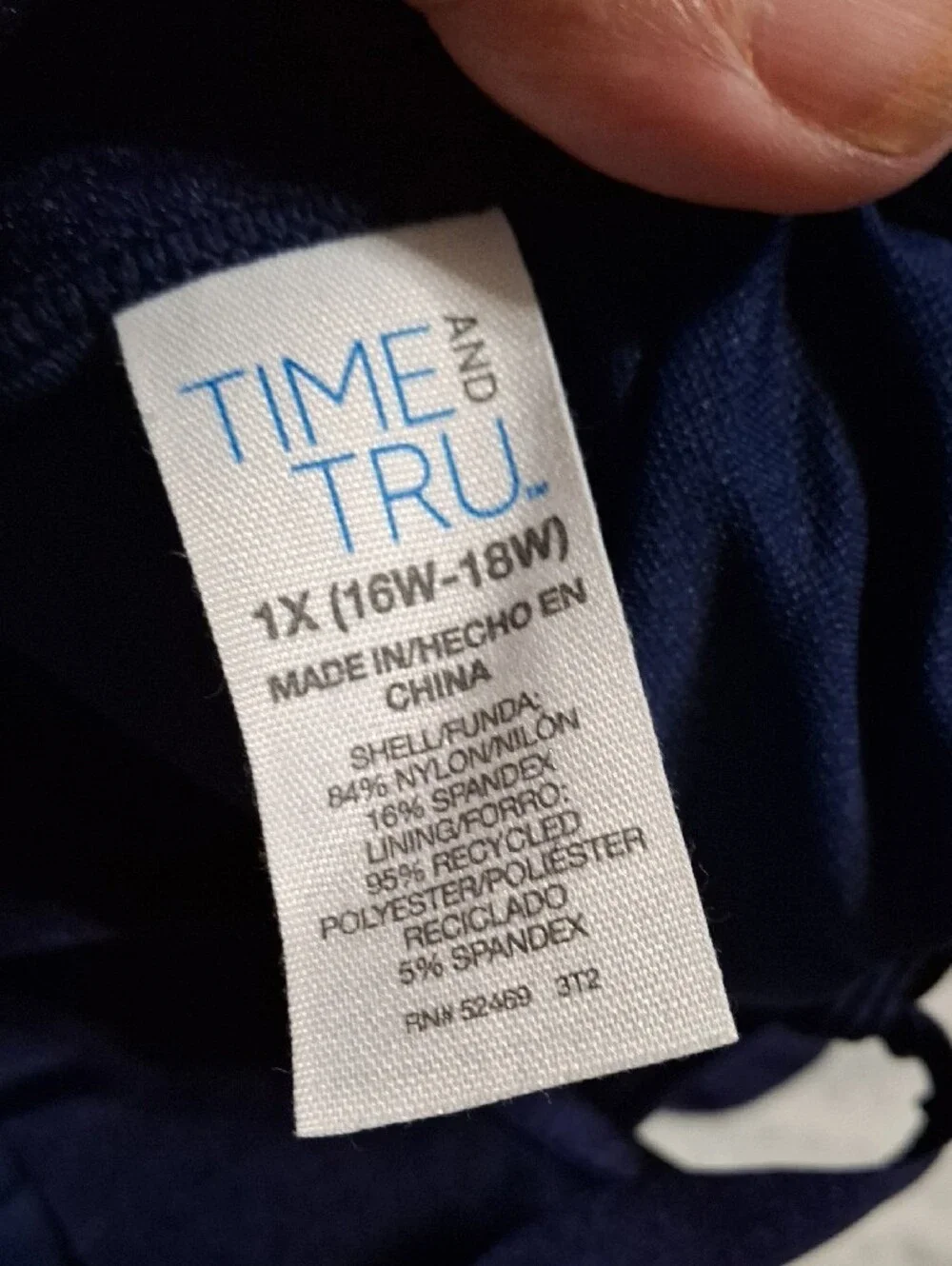 Time and Tru Navy Blue Underwire Swim Top